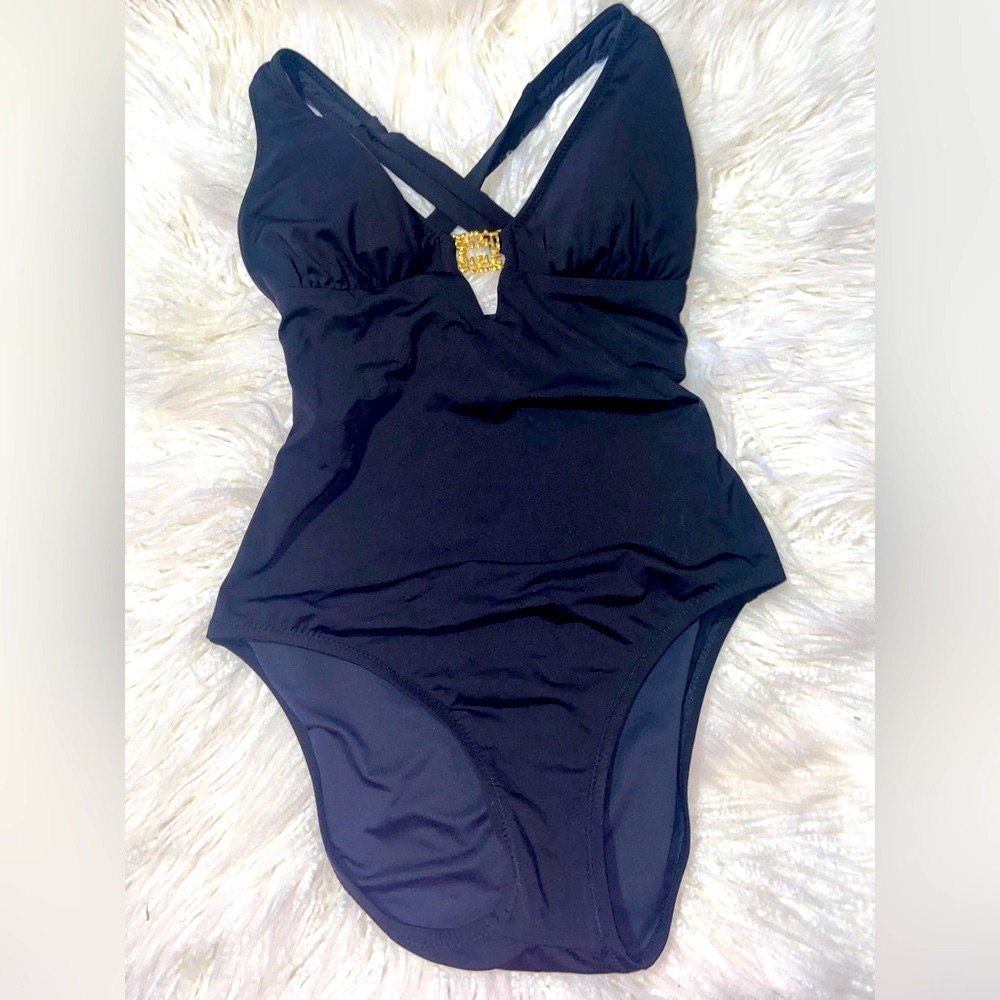 Trina Turk Black One Piece With Gold Detail